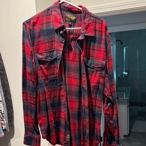 Lucky Brand Red and Blue Plaid Casual Button Down Shirt